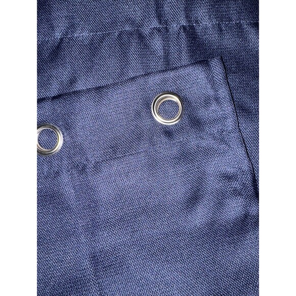 4 Pc Semi Sheer Grommet Short Window Panel Curtains 28.5Wx24”L Navy Blue Texture - Picture 3 of 3